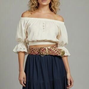 Women’s Y2K Woven Braided Chunky Wide Statement hip Belt Gold Metallic